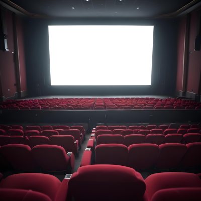 Empty Movie Theater With Red Velvet Seats Facing A Bright White Screen Dark And Quiet Atmosphere Classic Cinema Setting 10 D4ca