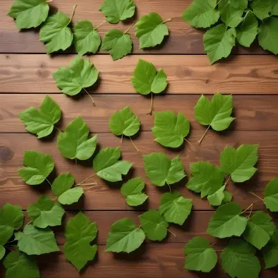 Green Leaves Floating Over A Wooden Surface 14 18d2