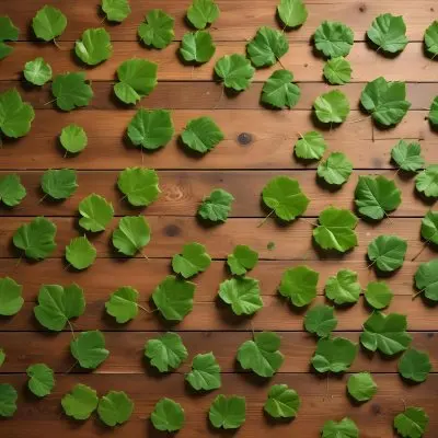 Green Leaves Floating Over A Wooden Surface 15 2367