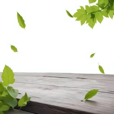 Green Leaves Floating Over A Wooden Surface 2 A717
