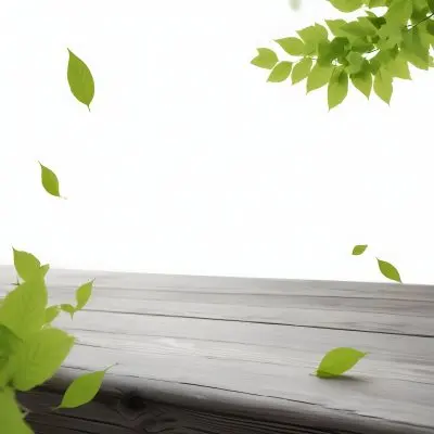 Green Leaves Floating Over A Wooden Surface 6 F710