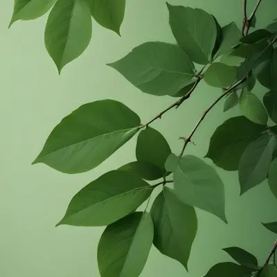 Green Leaves On A Branch With Varying Shades Of Green And Different Leaf Shapes And Sizes 12 B854