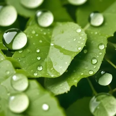 Green Leaves With Water Droplets 13 Eb3c