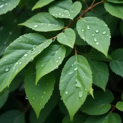Green Leaves With Water Droplets 4 D264