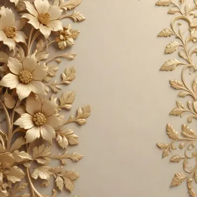 Minimal Soft Studio Light Photography Ornate Floral Pattern With Intricate Golden Flowers And Leaves On A Light Beige Background High Detail Solid Bold Color Background 23 B4e7