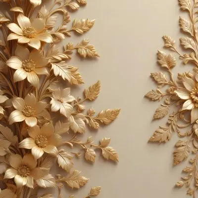 Minimal Soft Studio Light Photography Ornate Floral Pattern With Intricate Golden Flowers And Leaves On A Light Beige Background High Detail Solid Bold Color Background 32 4d85