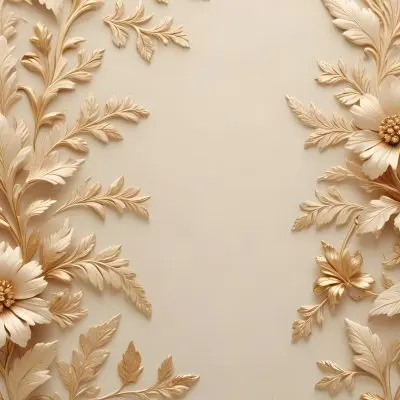 Minimal Soft Studio Light Photography Ornate Floral Pattern With Intricate Golden Flowers And Leaves On A Light Beige Background High Detail Solid Bold Color Background 53 4775