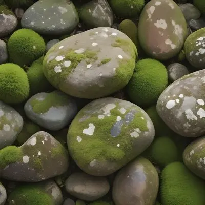 Moss Covered Rocks And Stones In A Natural Earthy Setting 20 D05a