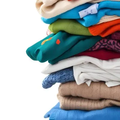 Pile Of White Folded Clothes Including Sweaters Pants And Sweaters Stacked Haphazardly On Top Of Each Other Creating A Organized And Organized Mess Colorful Background 25 Fcd8