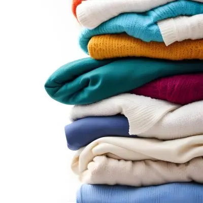 Pile Of White Folded Clothes Including Sweaters Pants And Sweaters Stacked Haphazardly On Top Of Each Other Creating A Organized And Organized Mess Colorful Background 39 D54c