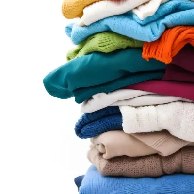Pile Of White Folded Clothes Including Sweaters Pants And Sweaters Stacked Haphazardly On Top Of Each Other Creating A Organized And Organized Mess Colorful Background 5 Cb5a