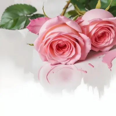 Pink Roses On A White Background 35 A48f