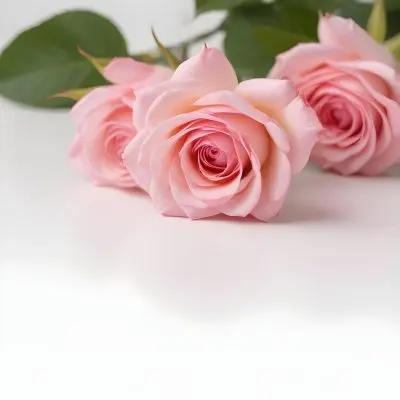 Pink Roses On A White Background 45 9e63