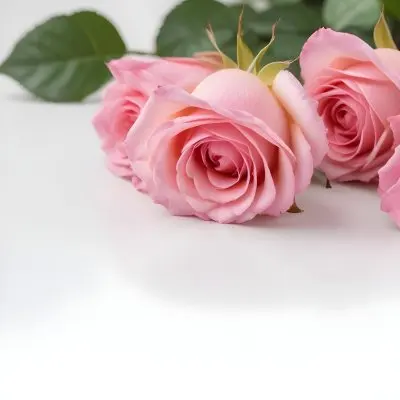 Pink Roses On A White Background 78 930a