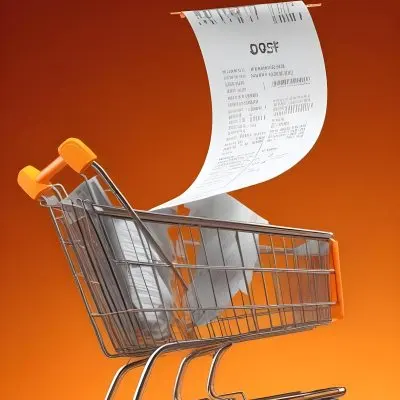 Shopping Cart With A Long Receipt That Says The Cost Of Living In A Orange Background 2 E592