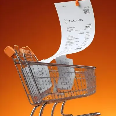 Shopping Cart With A Long Receipt That Says The Cost Of Living In A Orange Background 4 6799