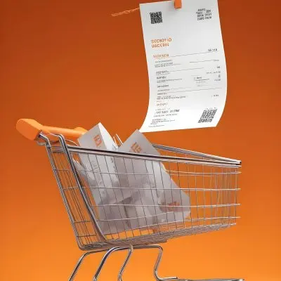 Shopping Cart With A Long Receipt That Says The Cost Of Living In A Orange Background 5 1df9