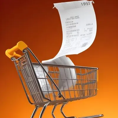 Shopping Cart With A Long Receipt That Says The Cost Of Living In A Orange Background 6 E44c