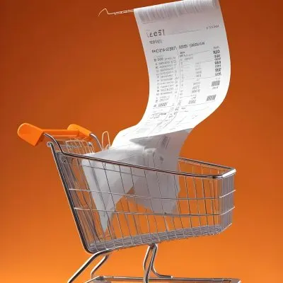 Shopping Cart With A Long Receipt That Says The Cost Of Living In A Orange Background 9 1c02
