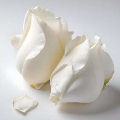 Two White Rose Petals With A Gradient From White To White Isolated On A Clean White Background Soft Lighting Macro Photography 1 33cd