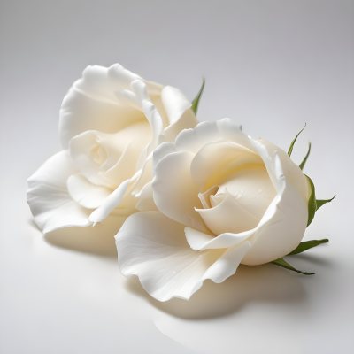 Two White Rose Petals With A Gradient From White To White Isolated On A Clean White Background Soft Lighting Macro Photography 18 57be