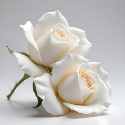 Two White Rose Petals With A Gradient From White To White Isolated On A Clean White Background Soft Lighting Macro Photography 22 722f