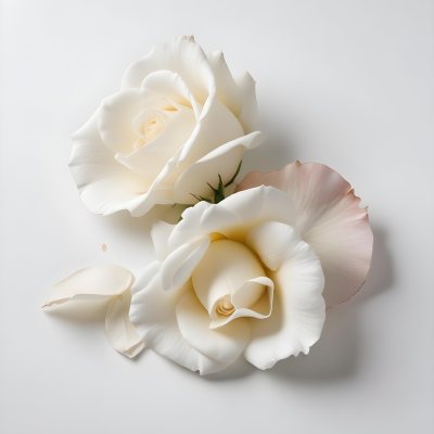 Two White Rose Petals With A Gradient From White To White Isolated On A Clean White Background Soft Lighting Macro Photography 23 0fc9