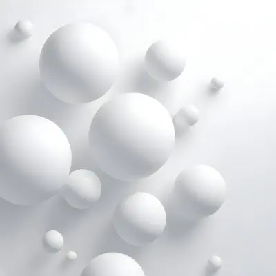White Spheres Floating In A Minimalist Abstract Composition