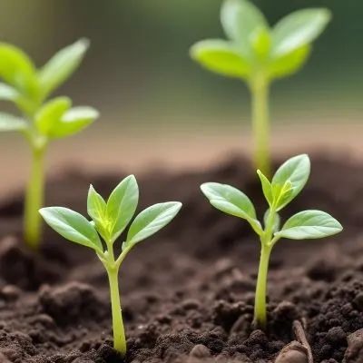 Young Green Plants Sprouting From Soil With Blurred Natural Background 2 9c7e