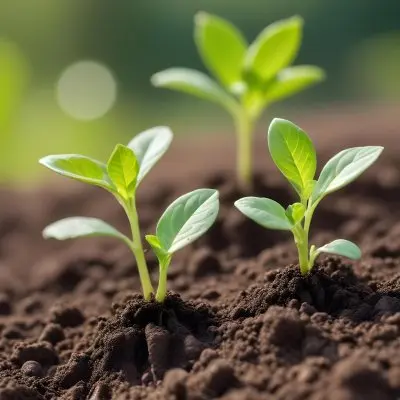 Young Green Plants Sprouting From Soil With Blurred Natural Background 4 B151