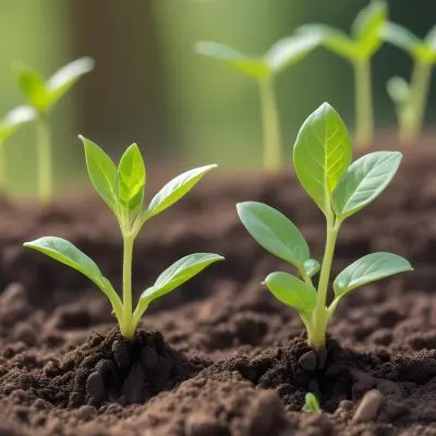 Young Green Plants Sprouting From Soil With Blurred Natural Background 8 B786