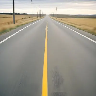 35mm Film Photography A Blurred Image Of A Road With Yellow Center Lines Indicating High Speed Motion High Detail 9 72b9