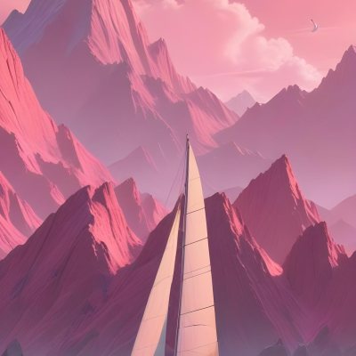 3d Model A Sailboat With Two People Sailing In A Pink Sea With A Pink Sky And Pink Mountains In The Background Figure Octane Render Volumetric Highly Detailed Videogame Aesthetic 10 F6a5