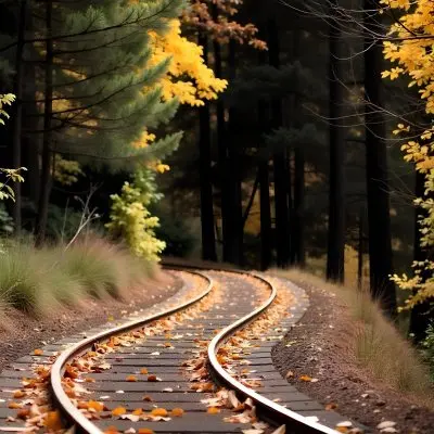 A Dirt Path Winding Through A Forest With Tall Trees And Autumn Foliage Creating A Warm Cozy Atmosphere 16 59c4