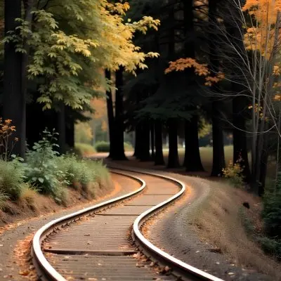 A Dirt Path Winding Through A Forest With Tall Trees And Autumn Foliage Creating A Warm Cozy Atmosphere 19 Afdc