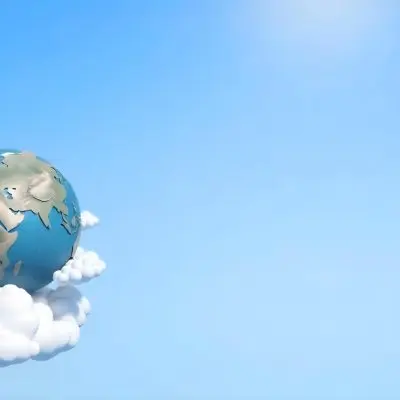 A Globe On Top Of A Cloud In A Blue Sky The Earth Is Seen From Space With Clouds And Continents 41 308f