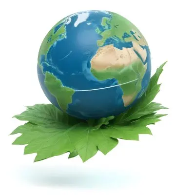 A Globe On Top Of A Green Leaf The Globe Shows The Continents And Oceans The Leaf Has Visible Veins Green Background 23 F6b4