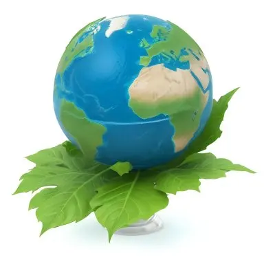 A Globe On Top Of A Green Leaf The Globe Shows The Continents And Oceans The Leaf Has Visible Veins Green Background 26 1b2b