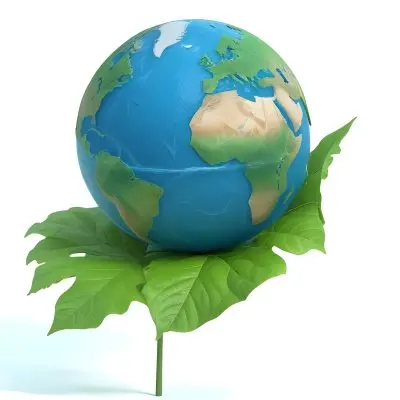 A Globe On Top Of A Green Leaf The Globe Shows The Continents And Oceans The Leaf Has Visible Veins Green Background 6 0f55