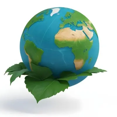 A Globe On Top Of A Green Leaf The Globe Shows The Continents And Oceans The Leaf Has Visible Veins Green Background 8 7112