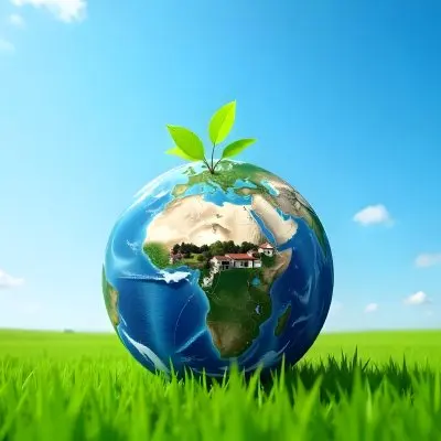 A Globe With A Plant Growing Inside On A Green Grass Field With A Clear Blue Sky In The Background Symbolizing Environmental Conservation And Sustainability 19 B513