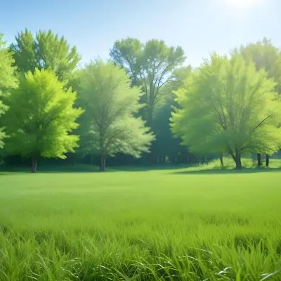 A Green Grass Field With Trees In The Background Sunny Day Blue Sky Vibrant Colors Natural Light Peaceful Atmosphere Lush Greenery Clear Horizon 29 A8c7