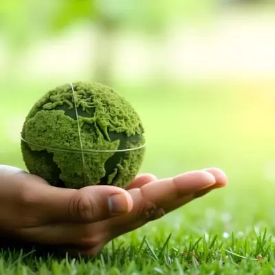 A Hand Holding A Green Earth Globe