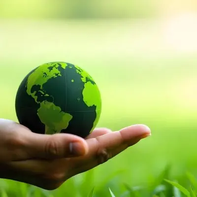 A Hand Holding A Green Earth Globe With Grass Texture In A Green Grass Background 14 Deae