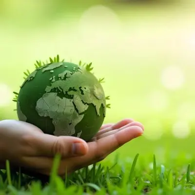 A Hand Holding A Green Earth Globe With Grass Texture In A Green Grass Background 33 5ac5