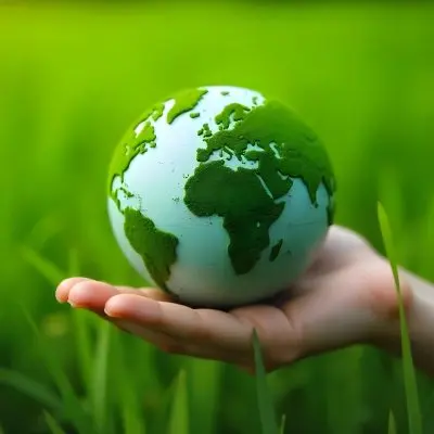 A Hand Holding A Green Earth Globe With Grass Texture In A Green Grass Background 39 3a21