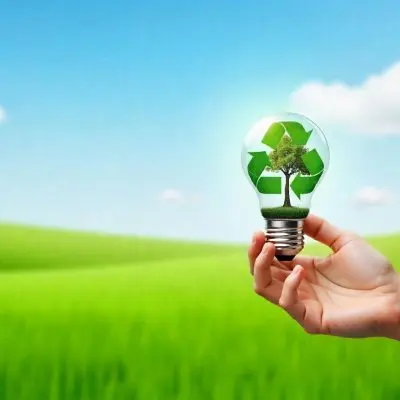 A Hand Holding A Light Bulb With A Green Recycle Symbol And A Tree Inside In A Green Field With A Blue Sky And White Clouds 98 68b6
