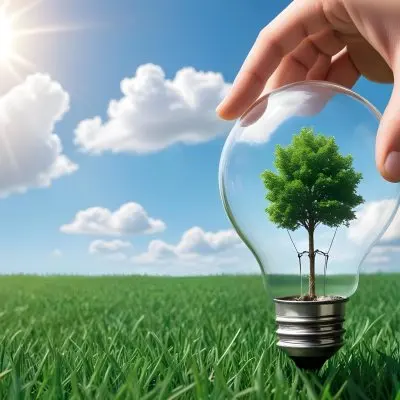 A Hand Holding A Light Bulb With A Tree Inside Green Grass Field And Blue Sky With Clouds In The Background Sunny Day 6 A43f