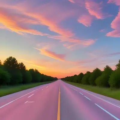 A Long Straight Road Stretches Into The Distance Flanked