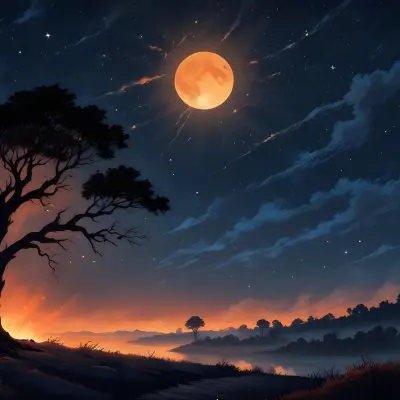 A Night Scene Featuring A Bright Moon